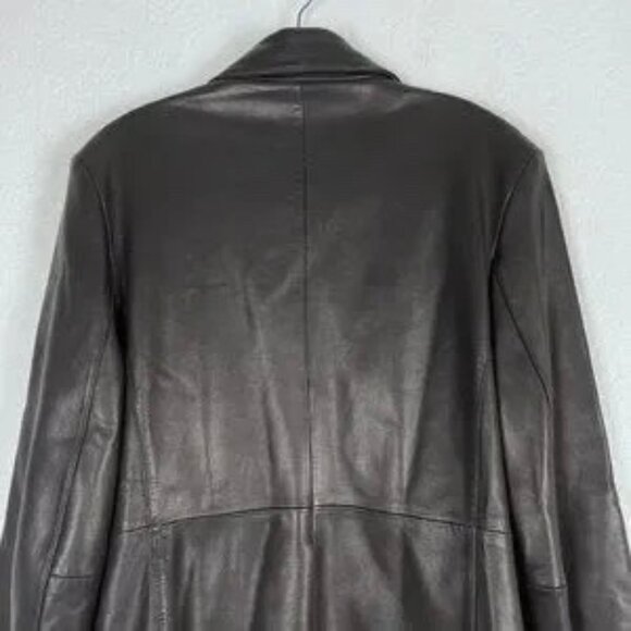 Leather Button Jacket Blazer Coat Black Large - Picture 4 of 5